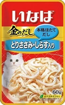 INABA CIAO Kinnodashi Куриное филе с мальками ширасу для кошек
