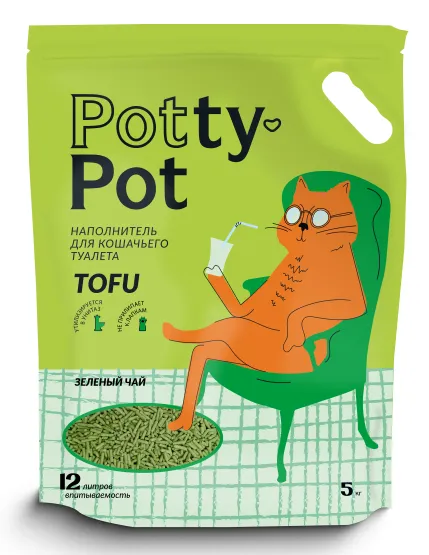 Potty-Pot Наполнитель ТОФУ Зеленый чай для кошек