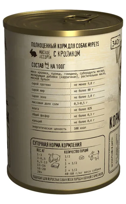 Mypets Консервы (Мясное ассорти с кроликом) для собак