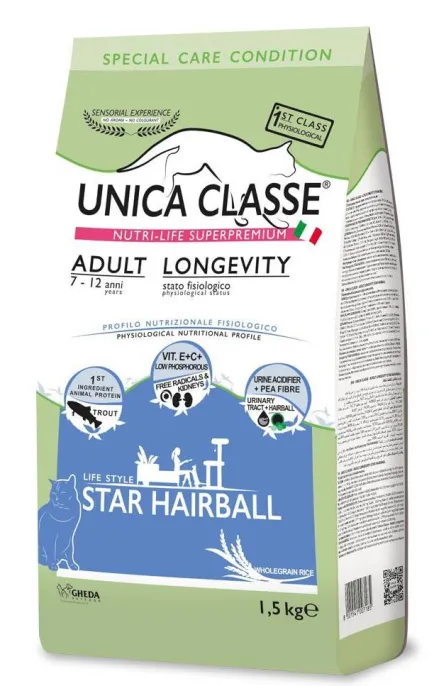 Unica Classe Adult Longevity Star Hairball (Форель), 1,5 кг