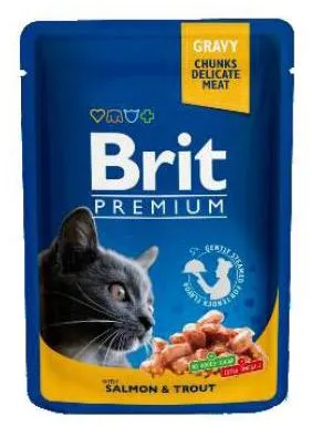 Brit Premium Cat Pouches with Salmon & Trout для кошек