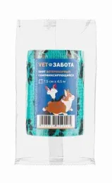 VETЗАБОТА Бинт ветеринарный самофиксирующийся, зеленый с лапками