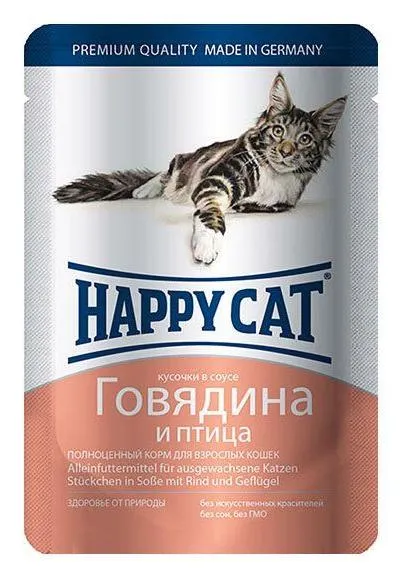 Happy Cat Пауч Говядина Птица для кошек