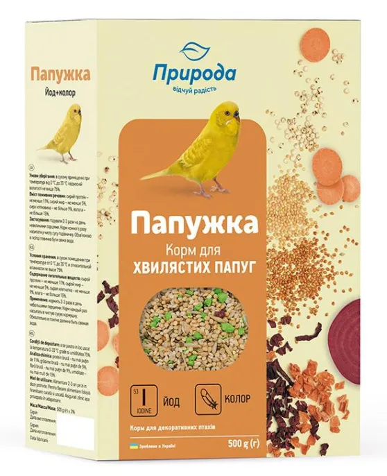Природа Корм Папужка Йод + колор, 500 г