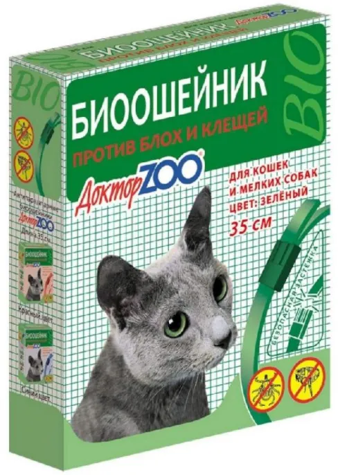 БИОошейник Доктор ZOO от блох и клещей, 35 см для собак для кошек