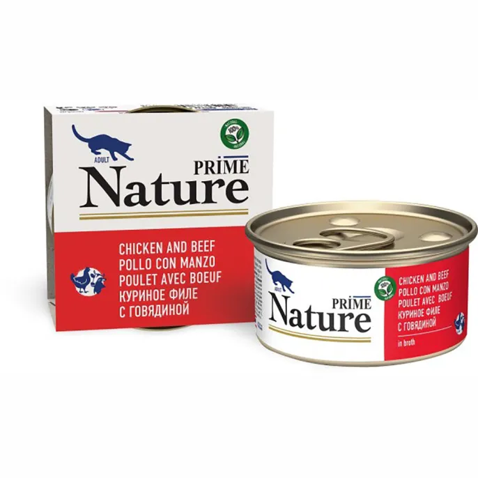 Prime Nature Консервы (Куриное филе с говядиной в бульоне) для кошек