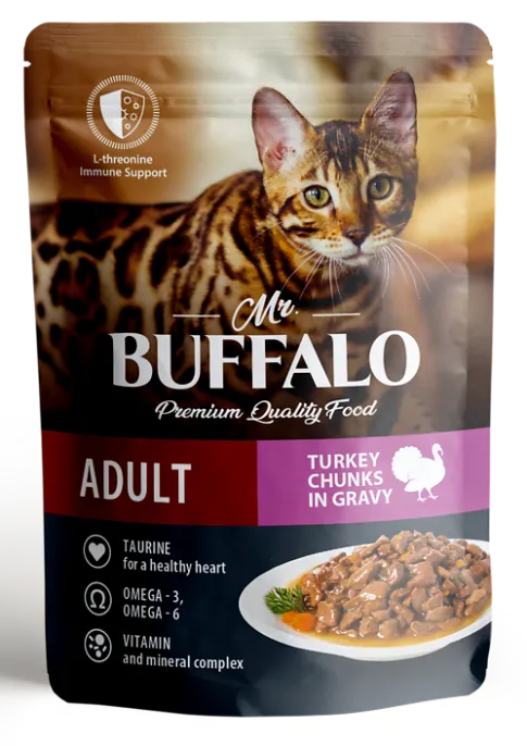 Mr. Buffalo Sensitive Cat Adult (Индейка в соусе) для кошек