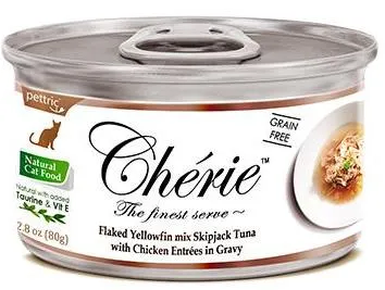 Cherie хлопья тунца с кусочками курицы в подливке для кошек