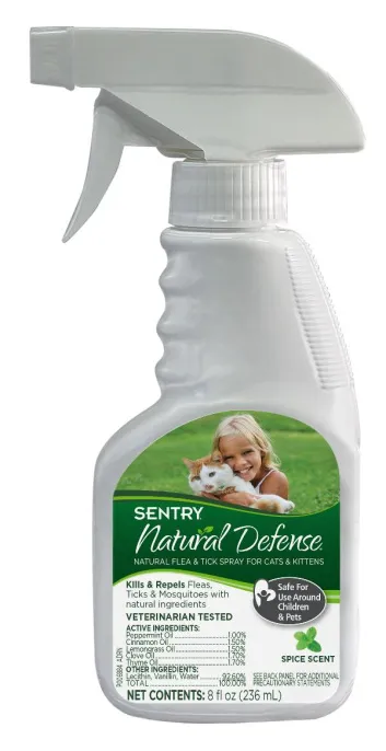 Natural Defense Спрей для кошек от блох/клещей, 236 мл