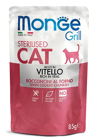 Monge Пауч Grill Adult Sterilised Cat (Телятина) для кошек 85 г
