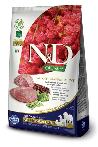 Farmina N&D Quinoa Weight Management Adult All Breeds (Ягненок, киноа, брокколи, спаржа)