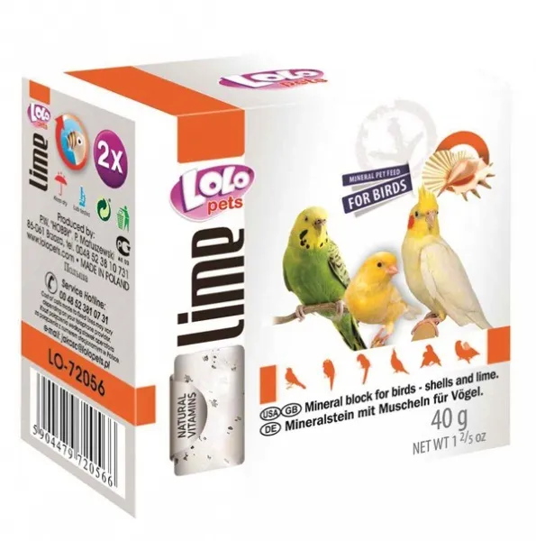 "Lolo Pets" Мел для птиц с ракушками, 40 г для птиц