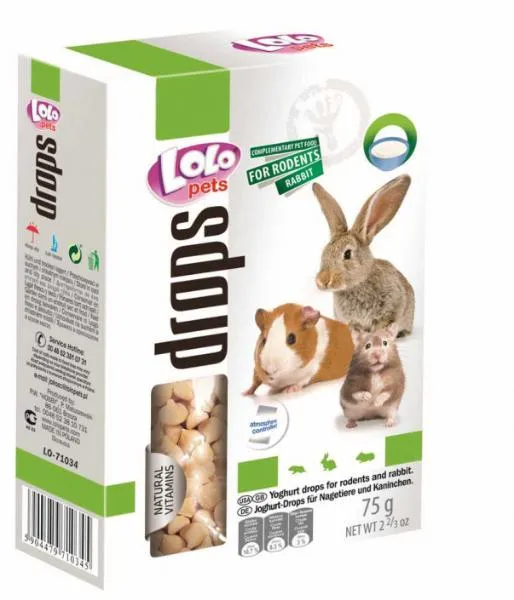 Lolo Pets Дропсы для грызунов йогуртовые (1*12), 75 г для грызунов