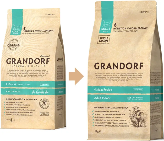 Grandorf Probiotics Adult Indoor (4 вида мяса), 400 г