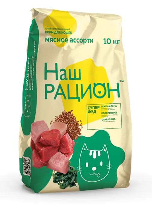 Наш рацион корм для кошек (Мясное ассорти), 400 г