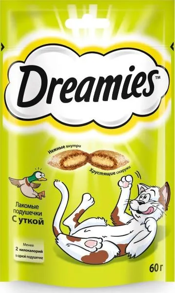 Dreamies Подушечки для кошек с уткой