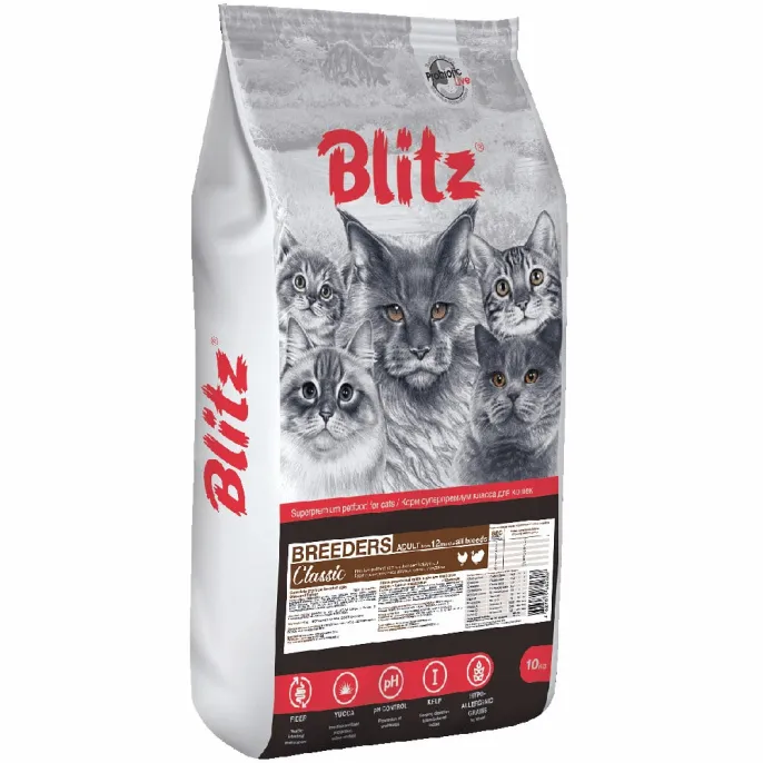 Blitz Classic Breeders Adult Cat (Курица), 10 кг