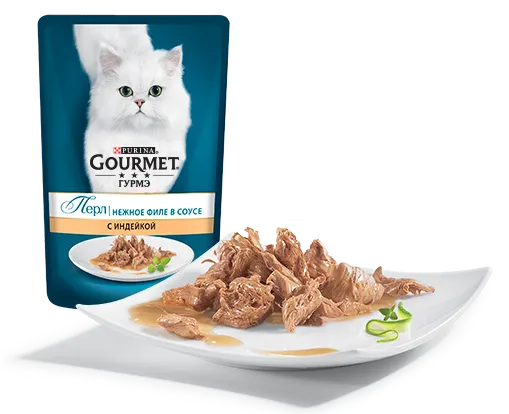Консервы Gourmet Перл Нежное филе в соусе с индейкой для кошек