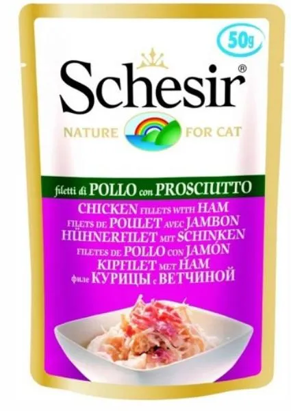 Schesir Chicken Ham (Цыпленок, ветчина) 50гр для кошек