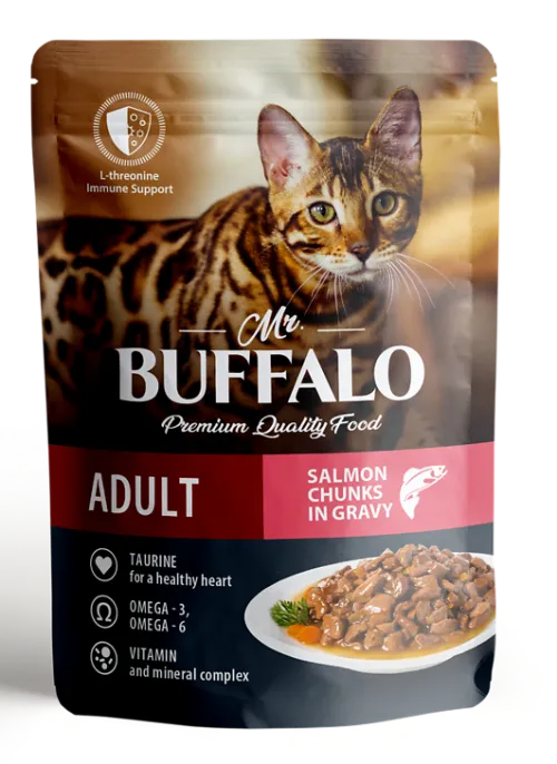 Mr. Buffalo Hair & Skin Cat Adult (Лосось в соусе) для кошек