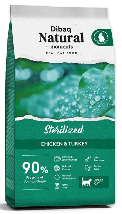 Dibaq Natural Moments Cat Sterilized (Курица, индейка), 2 кг