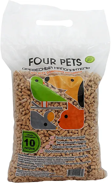 FOUR PETS древесный наполнитель для кошек