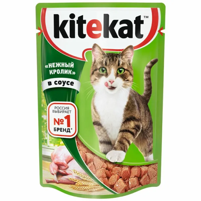 Kitekat с нежным кроликом (кусочки в соусе) для кошек