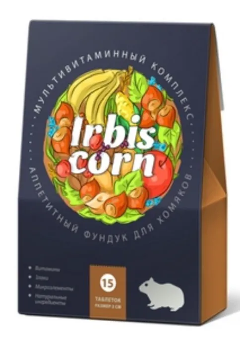 Irbis Сorn "Аппетитный фундук" для хомяков, 15 таб. для грызунов