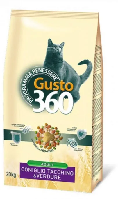 Gusto 360 для кошек (Кролик/индейка/овощи), 20 кг