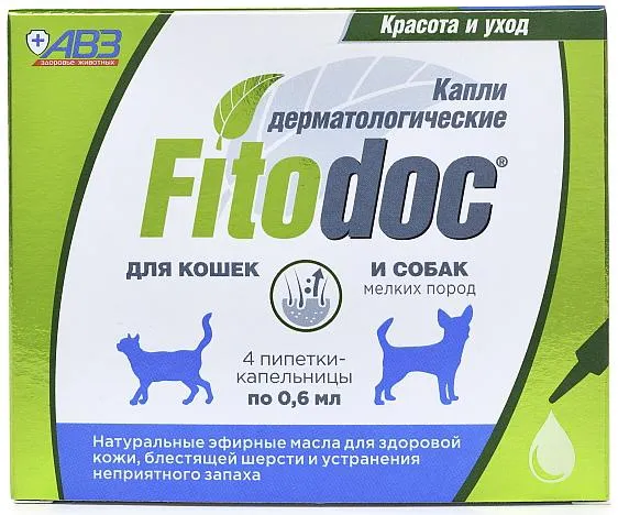 Агроветзащита Fitodoc капли дерматологические для кошек и собак мехких пород для домашних животных