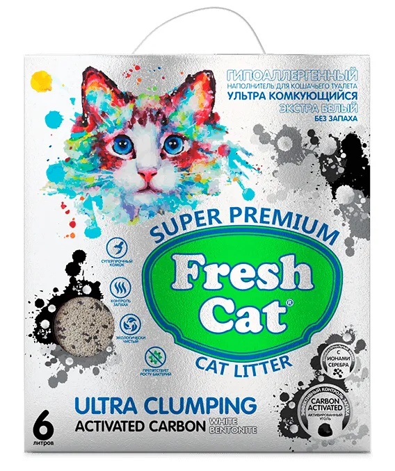Fresh Cat Комкующийся наполнитель Активированный уголь для кошек