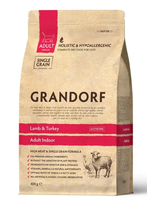 Grandorf Adult Indoor (Ягненок, индейка), 400 г