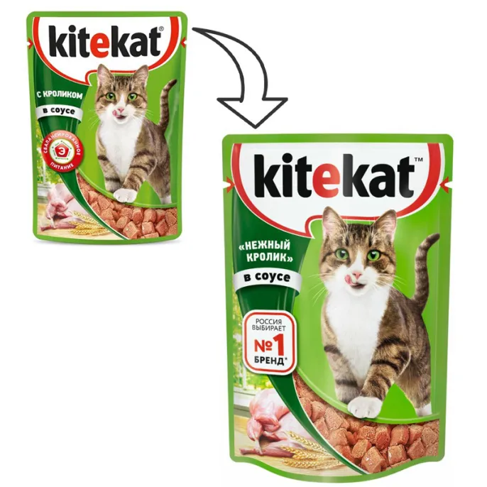 Kitekat с нежным кроликом (кусочки в соусе) для кошек