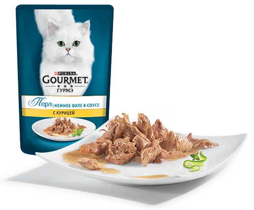 Консервы Gourmet Перл Нежное филе в соусе с курицей для кошек
