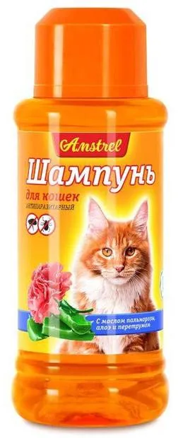 Amstrel Антипаразит. шампунь для кошек (пальмароза и алоэ)
