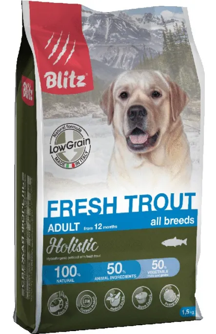 BLITZ Holistic LG Adult (Свежая форель), 1,5 кг