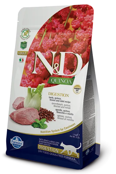 Корм Farmina N&D GF Quinoa Digestion Cat (Ягненок и фенхель) для кошек, 300 г
