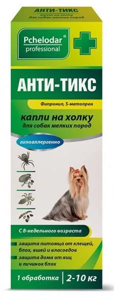 Pchelodar АНТИ-ТИКС капли на холку для собак мелких пород для питомцев