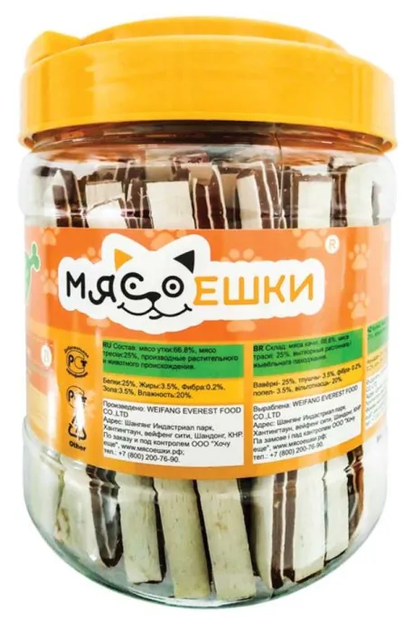 Мясоешки Палочки из трески и утки для собак