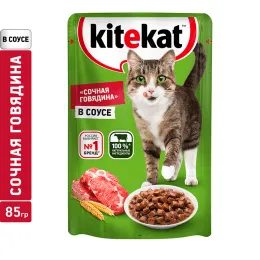 Kitekat с говядиной (кусочки в соусе)
