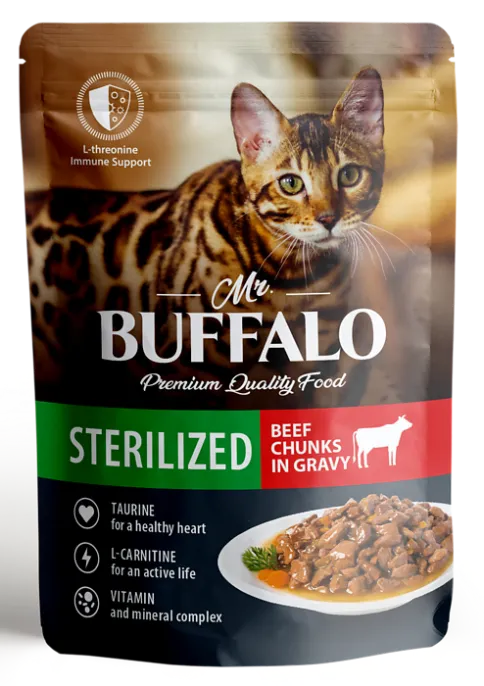 Mr. Buffalo Sterilized Cat (Говядина в соусе) для кошек