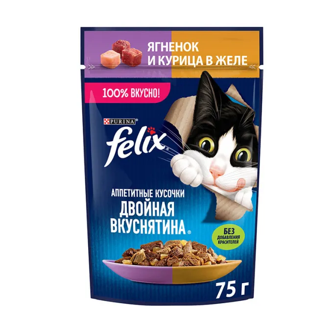 Felix Двойная вкуснятина для кошек (Ягнёнок и курица в желе)