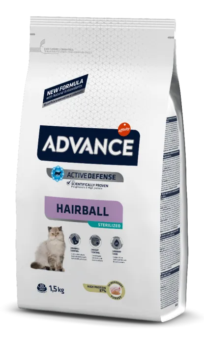 Advance Cat Sterilized Hairball (Индейка и ячмень), 1,5 кг
