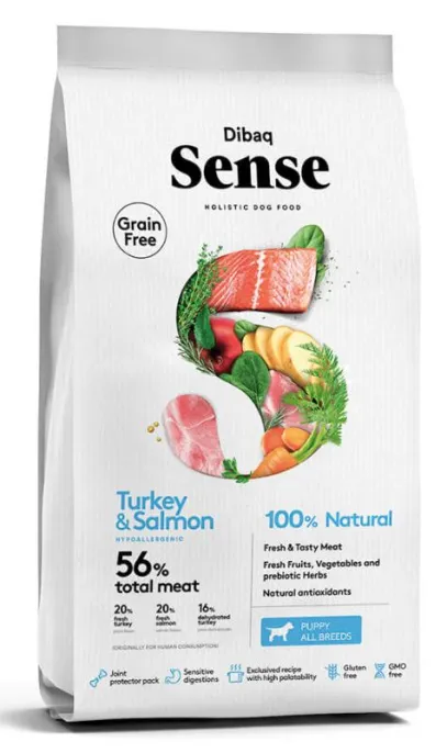 Dibaq Sense Grain Free Puppy (Индейка, лосось), 2 кг