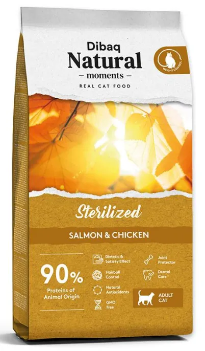 Dibaq Natural Moments Cat Sterilized (Лосось, курица), 2 кг