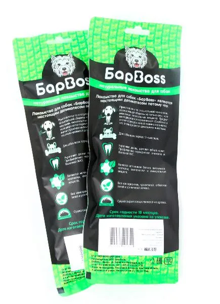 БарBOSS Рубец говяжий темный сушеный для собак