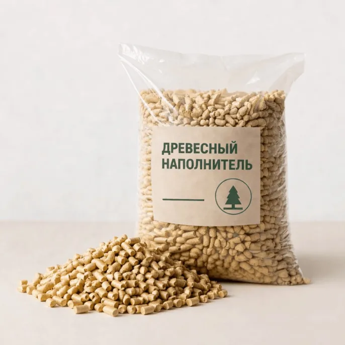 Деревяшка Древесный наполнитель для кошек 15кг.